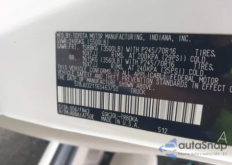 2006 Toyota Tundra из США, поврежденный, VIN 5TBJU32116S463750